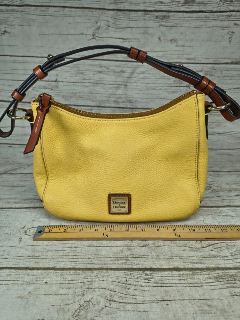 Dooney & Bourke Yellow Small Kiley Hobo Pebbled Leather Shoulder Bag - Picture 6 of 10